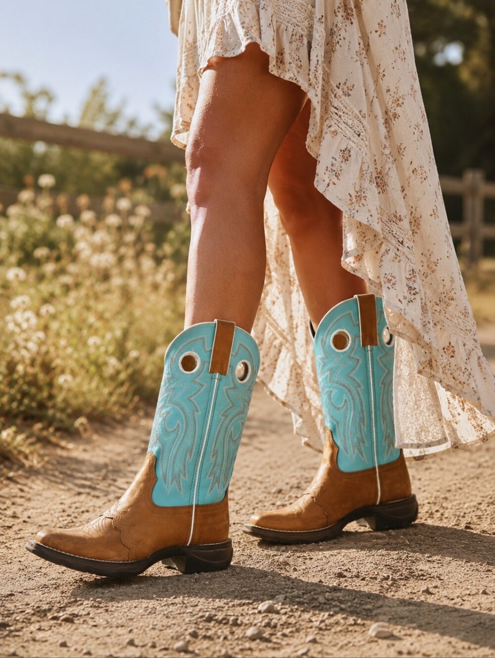 Durango Lady Rebel Women's Powder N'' Lace Saddle Western Boots Size 6.5